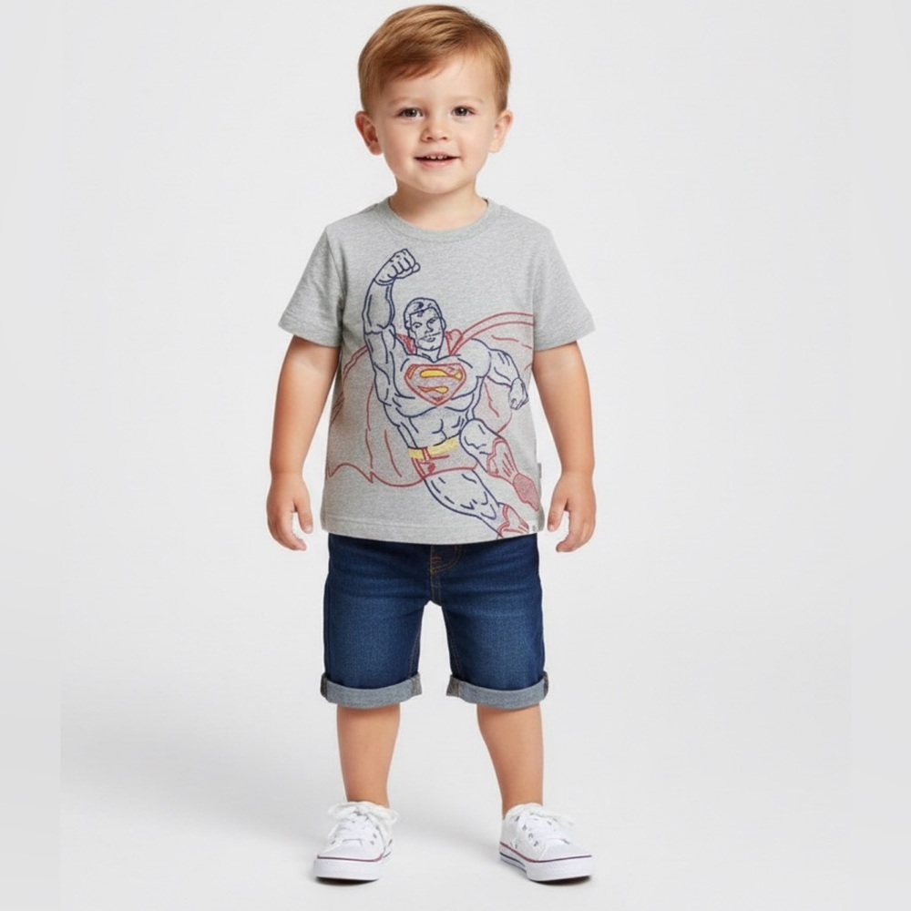 GAP Superman Toddler Graphic Tee Gray 18-24M DC Comics Superhero Shirt